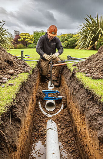 Plumber Installing Drainage