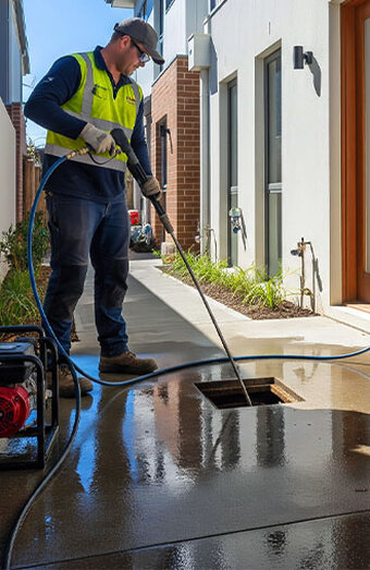 Plumber Pressure Washing Drain